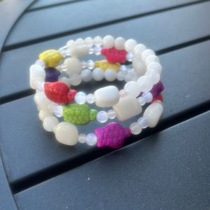ceramic turtle jade snow quartz bracelet handcrafted